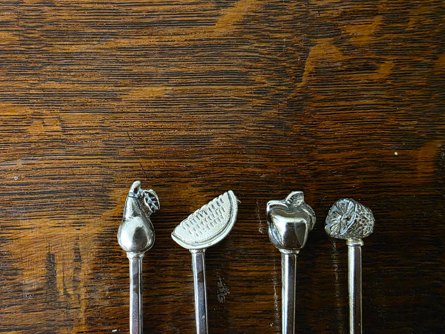 Vintage cocktailvorkjes met fruit – set van 4