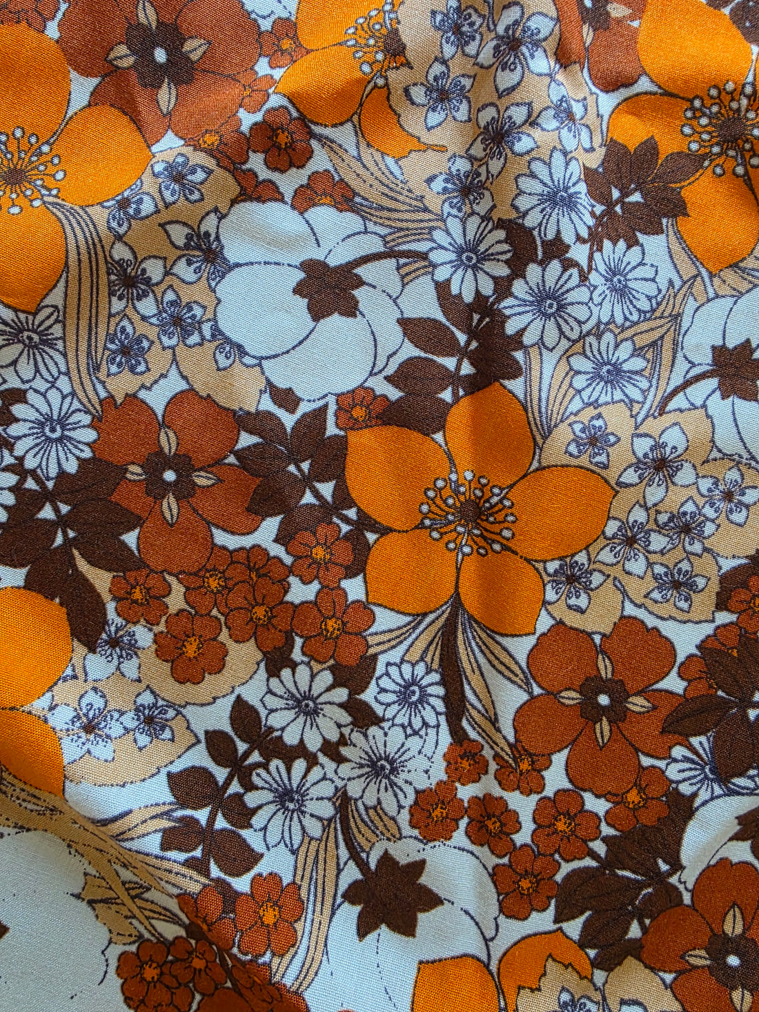 Vintage rond tafelkleed oranje bloemen