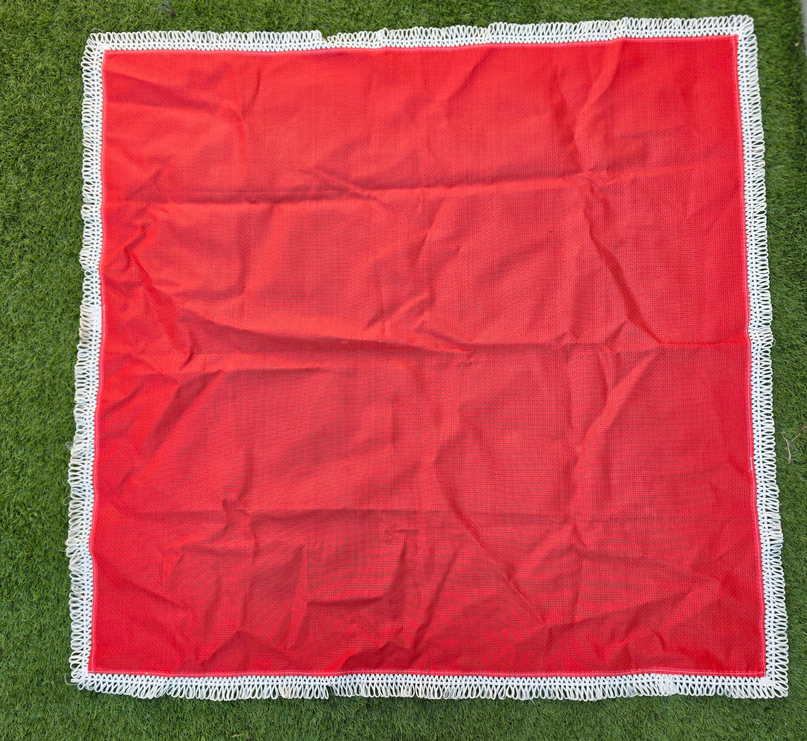 Vintage vinyl tafelkleed rood met witte sierrand