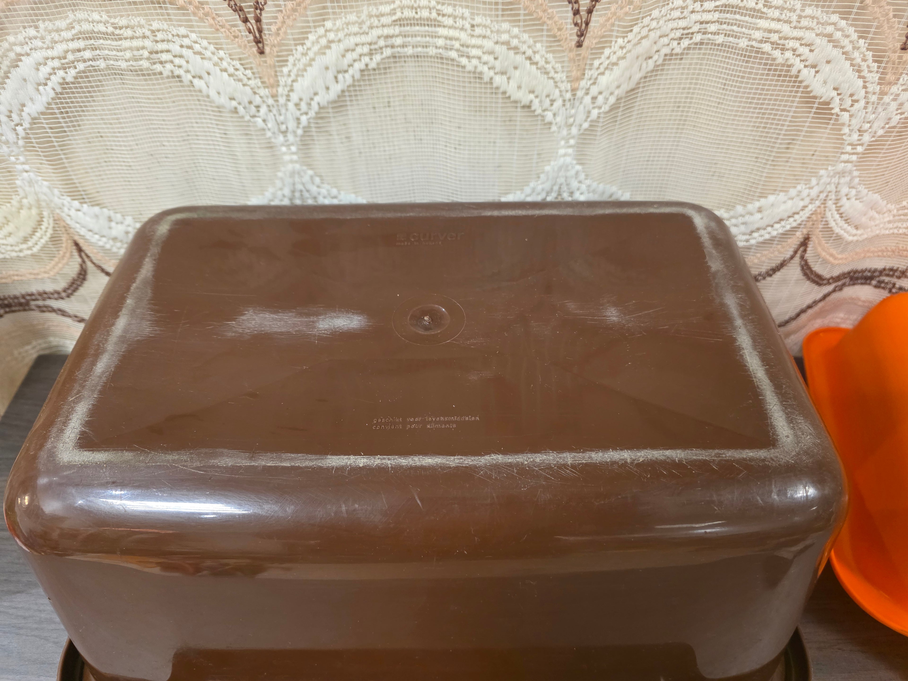 Vintage Curver aardappelbak bruin oranje