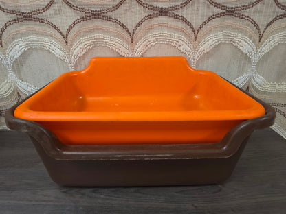 Vintage Curver aardappelbak bruin oranje