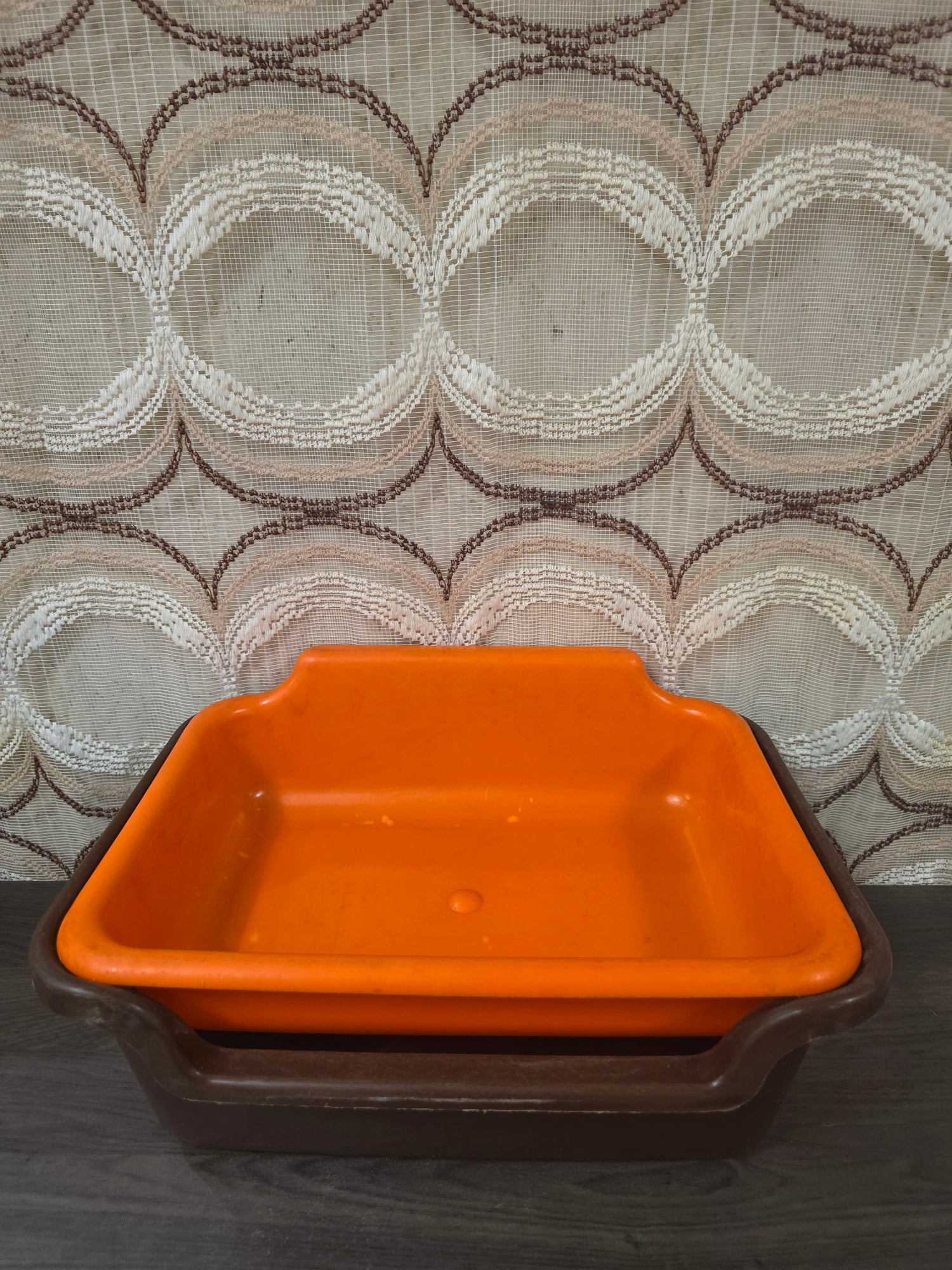 Vintage Curver aardappelbak bruin oranje