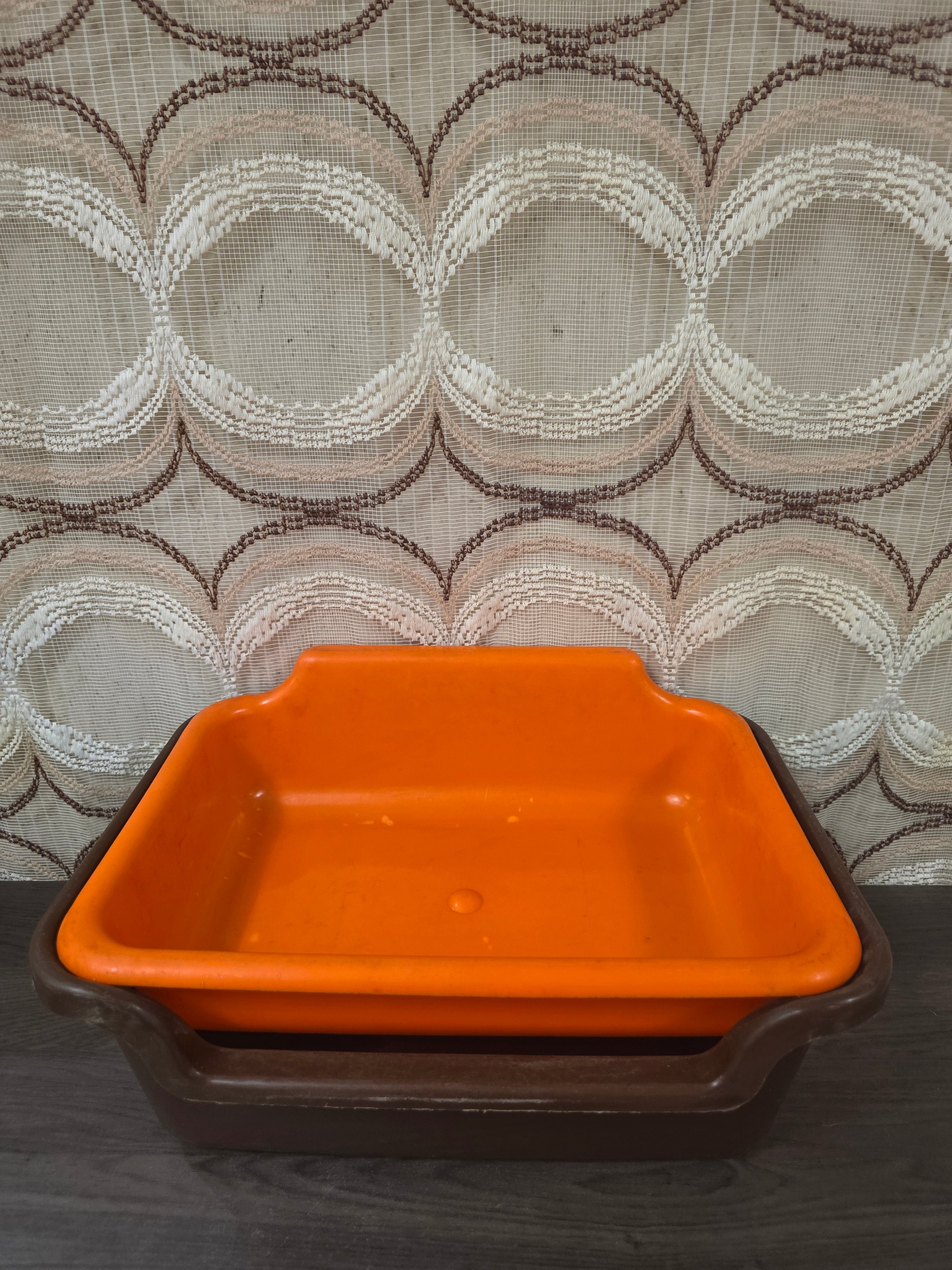 Vintage Curver aardappelbak bruin oranje