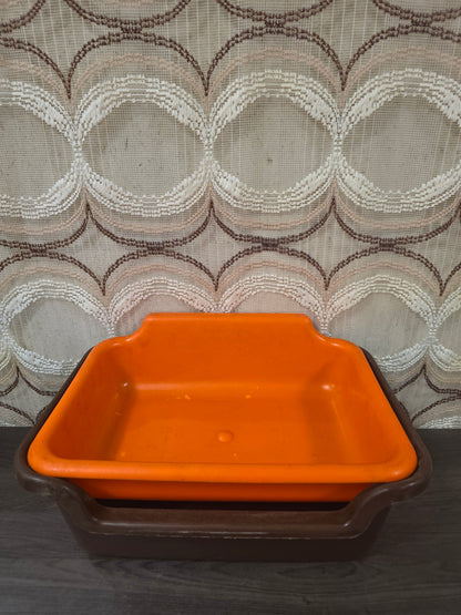 Vintage Curver aardappelbak bruin oranje