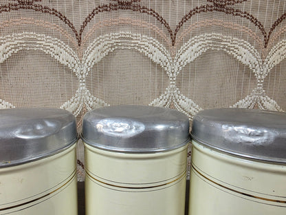 Vintage emaille voorraadbussen Koffie Thee Suiker