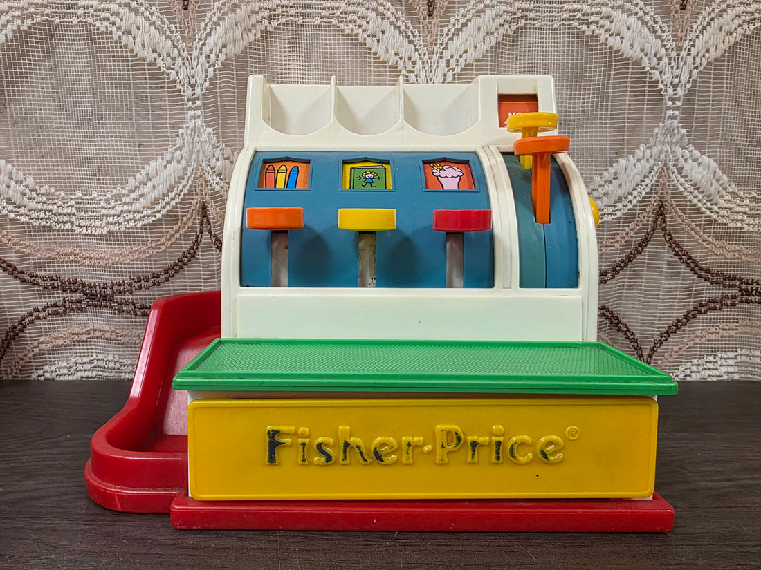 Fisher Price kassa - compleet met gekleurde munten
