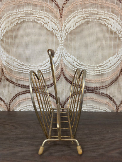 Vintage metalen servethouder met houten handgreep
