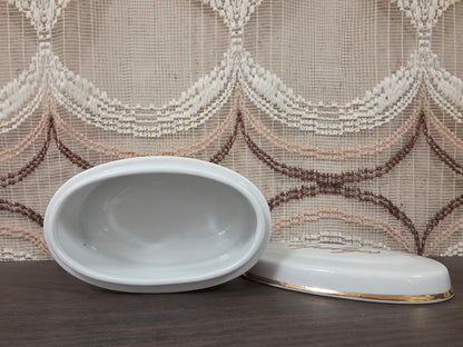 Vintage lepeltjesdoosje wit met goud