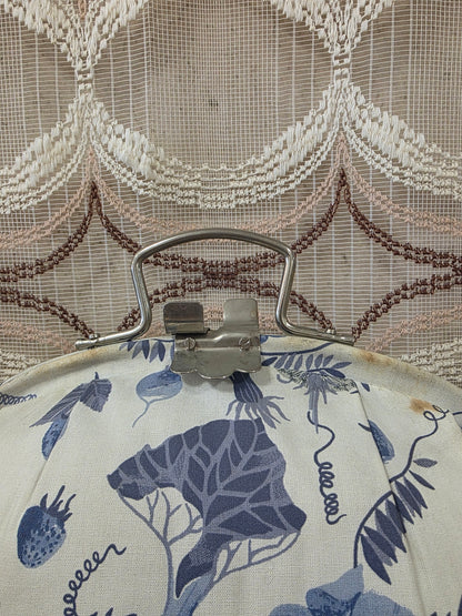 Vintage theebeurs met knip blauw wit bloemen en vogels