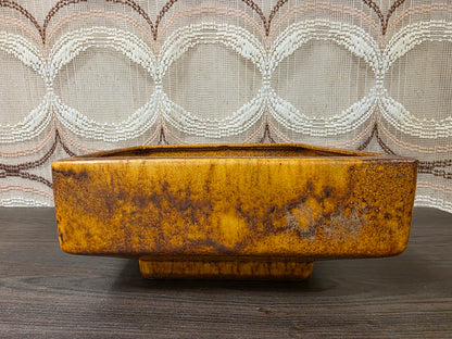 Vintage keramieken bloempot okerbruin