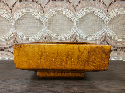 Vintage keramieken bloempot okerbruin
