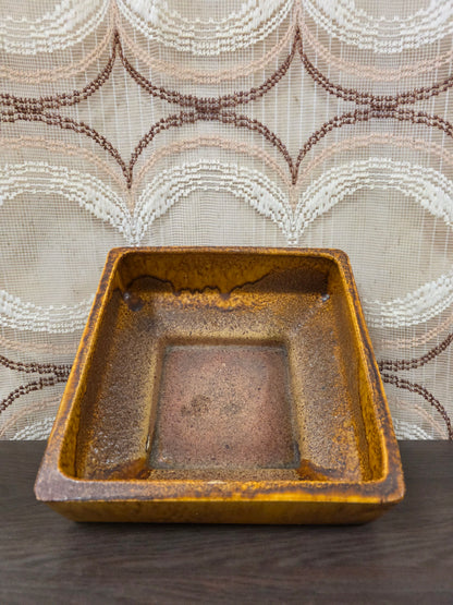 Vintage keramieken bloempot okerbruin