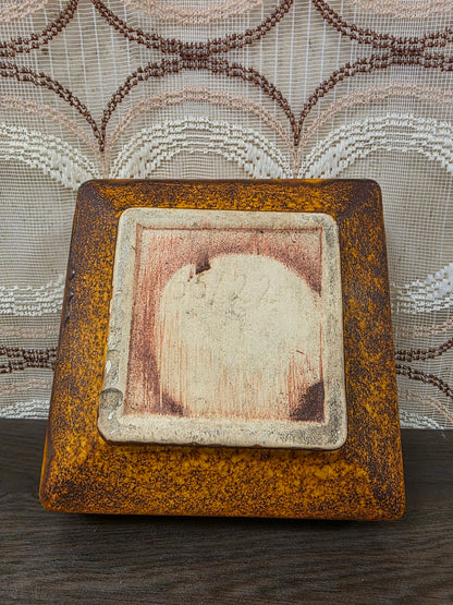 Vintage keramieken bloempot okerbruin