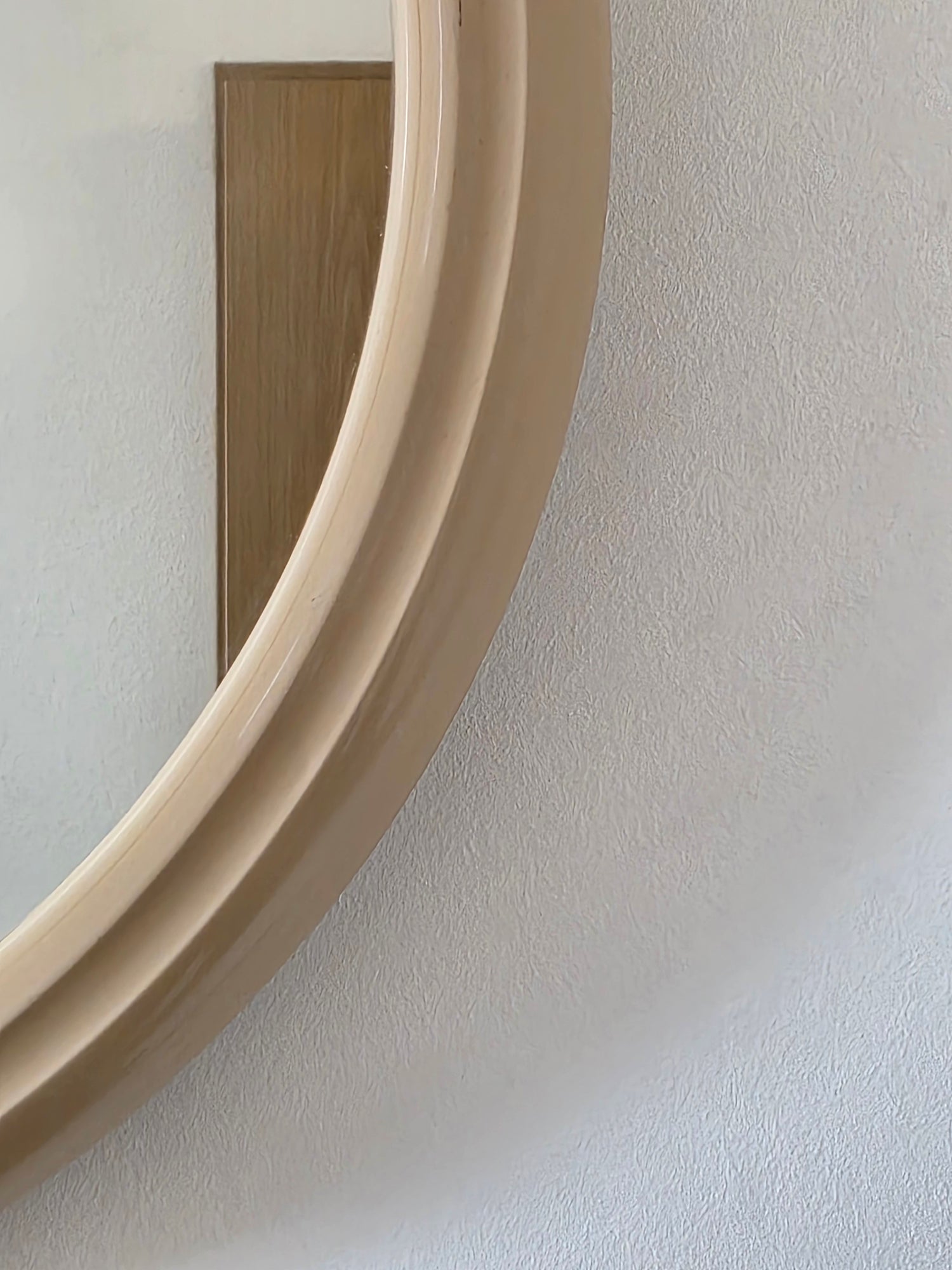 Vintage ronde spiegel beige kunststof 37 cm