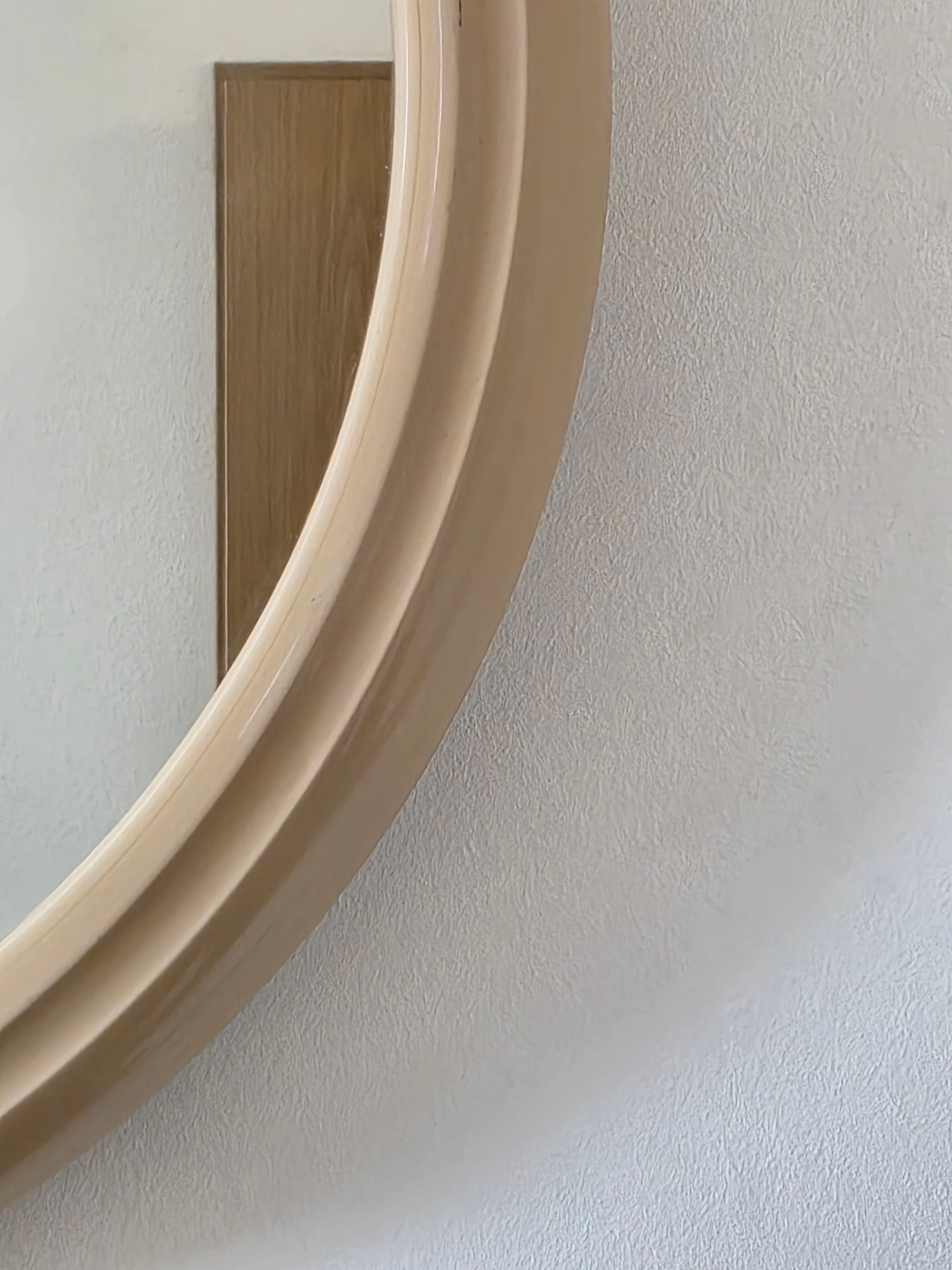 Vintage ronde spiegel beige kunststof 37 cm