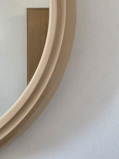 Vintage ronde spiegel beige kunststof 37 cm