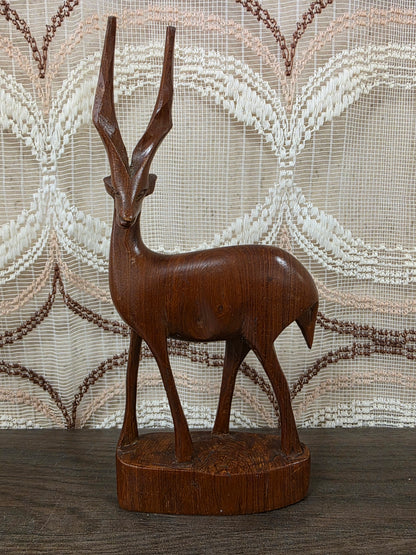 Vintage houten antilope beeld handgesneden
