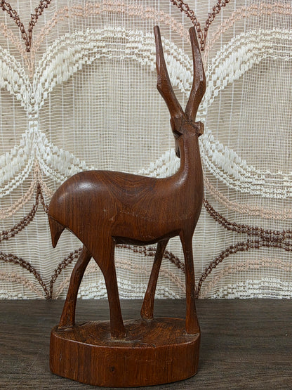 Vintage houten antilope beeld handgesneden