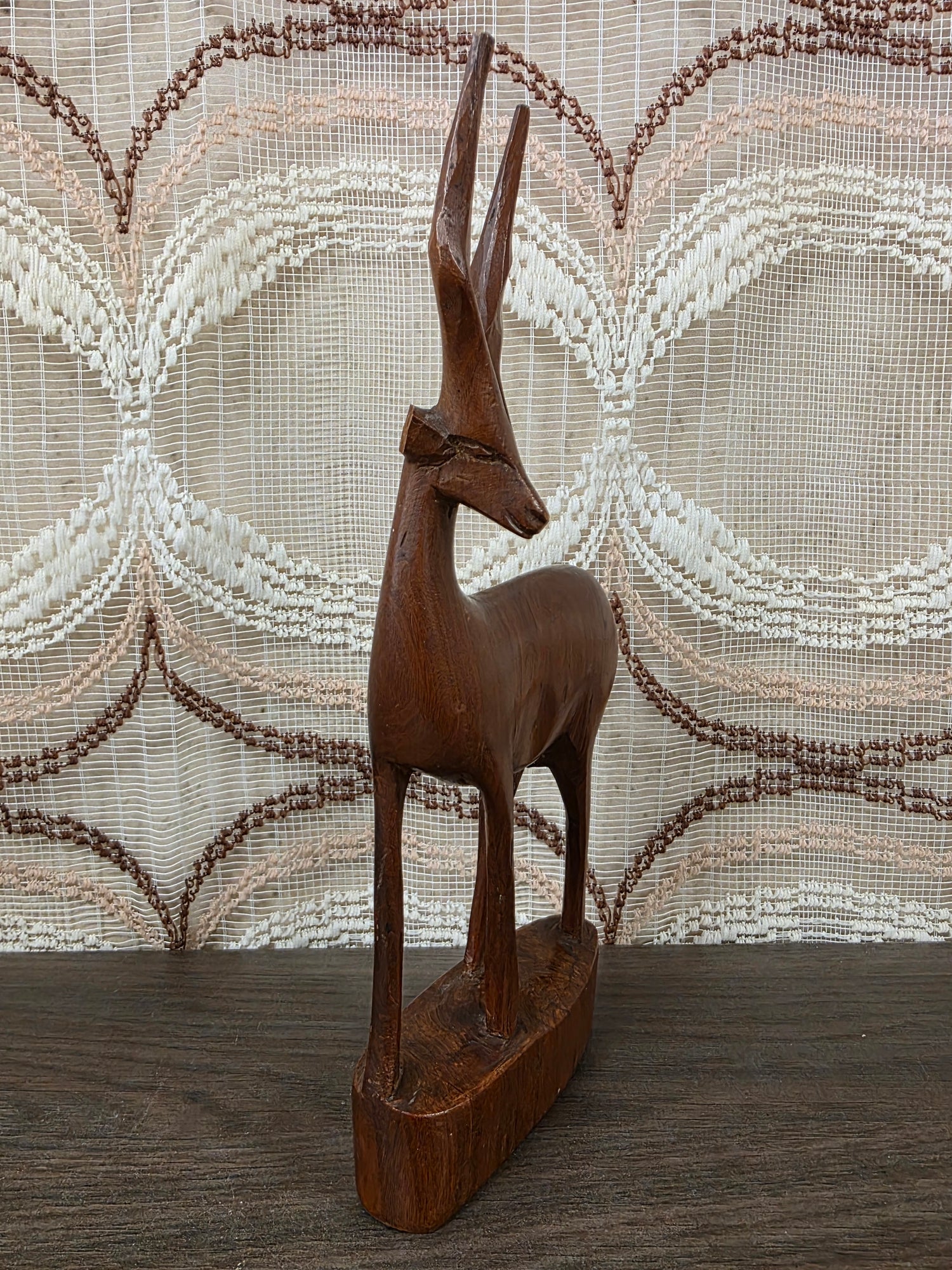 Vintage houten antilope beeld handgesneden
