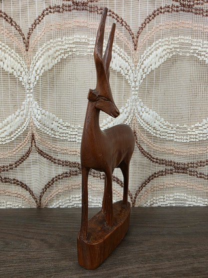 Vintage houten antilope beeld handgesneden