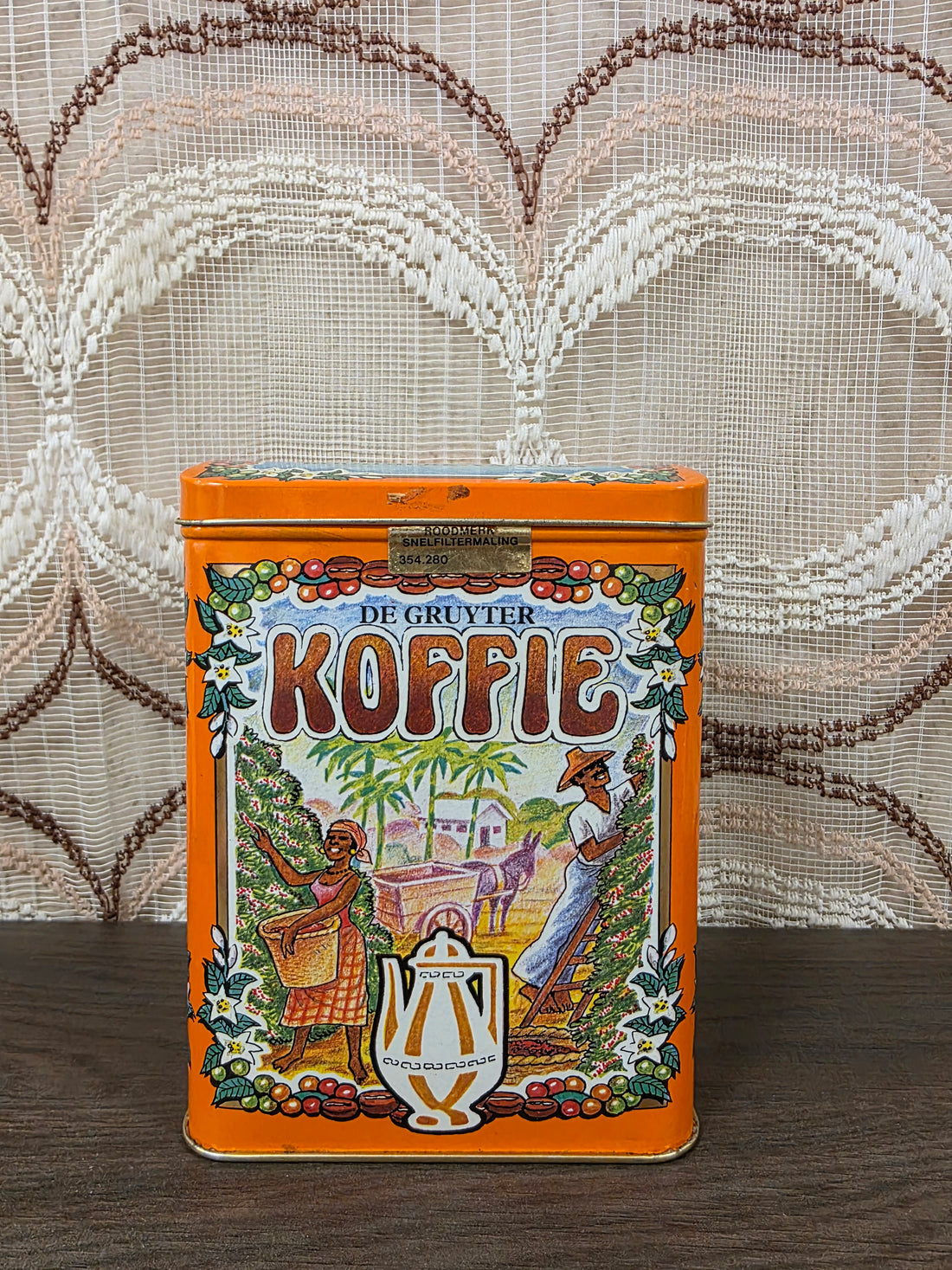 Vintage De Gruyter koffieblik oranje