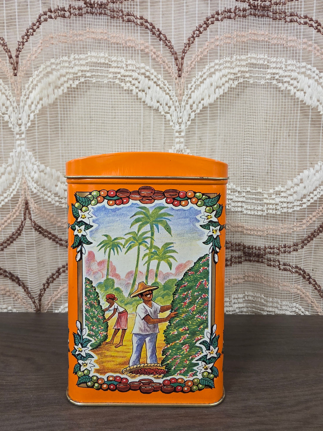 Vintage De Gruyter koffieblik oranje