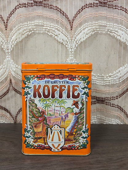 Vintage De Gruyter koffieblik oranje