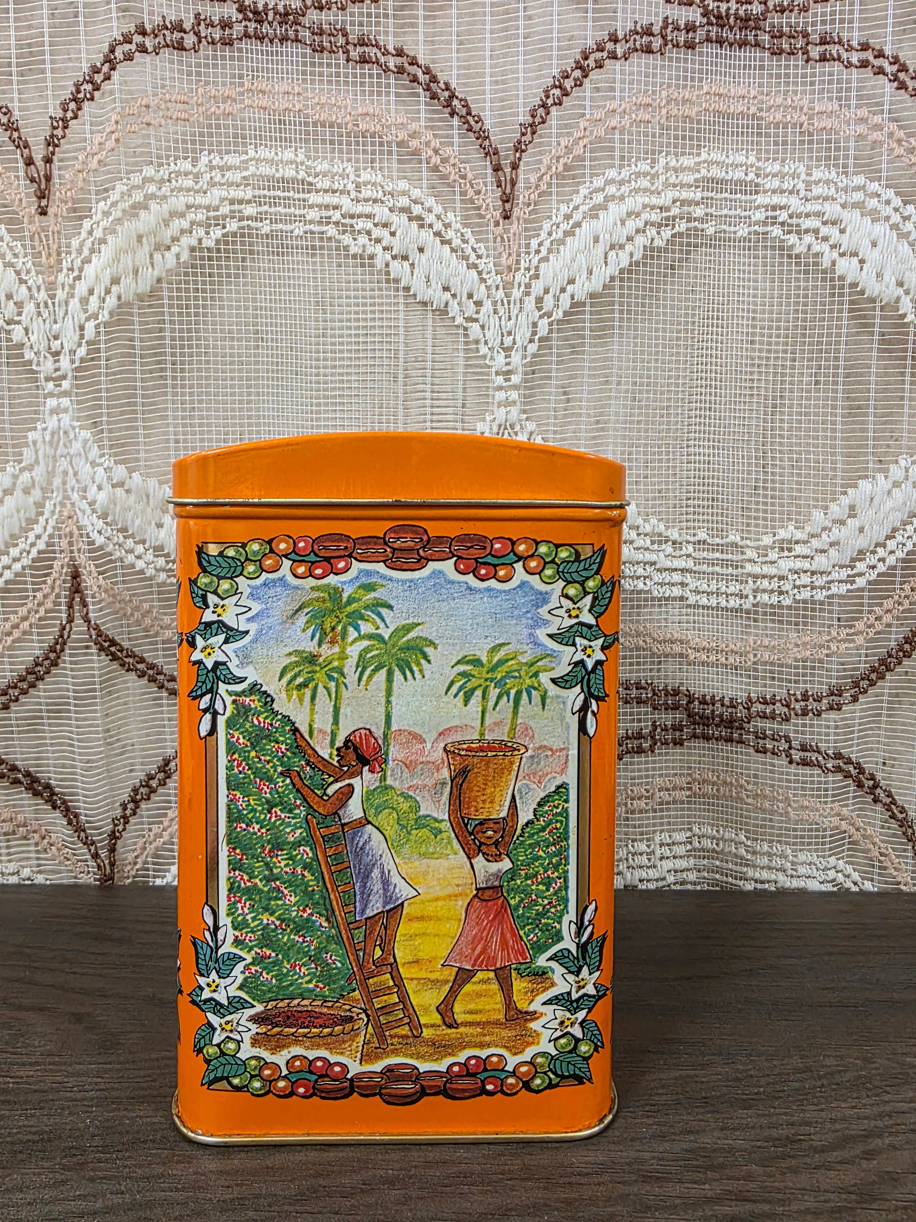 Vintage De Gruyter koffieblik oranje