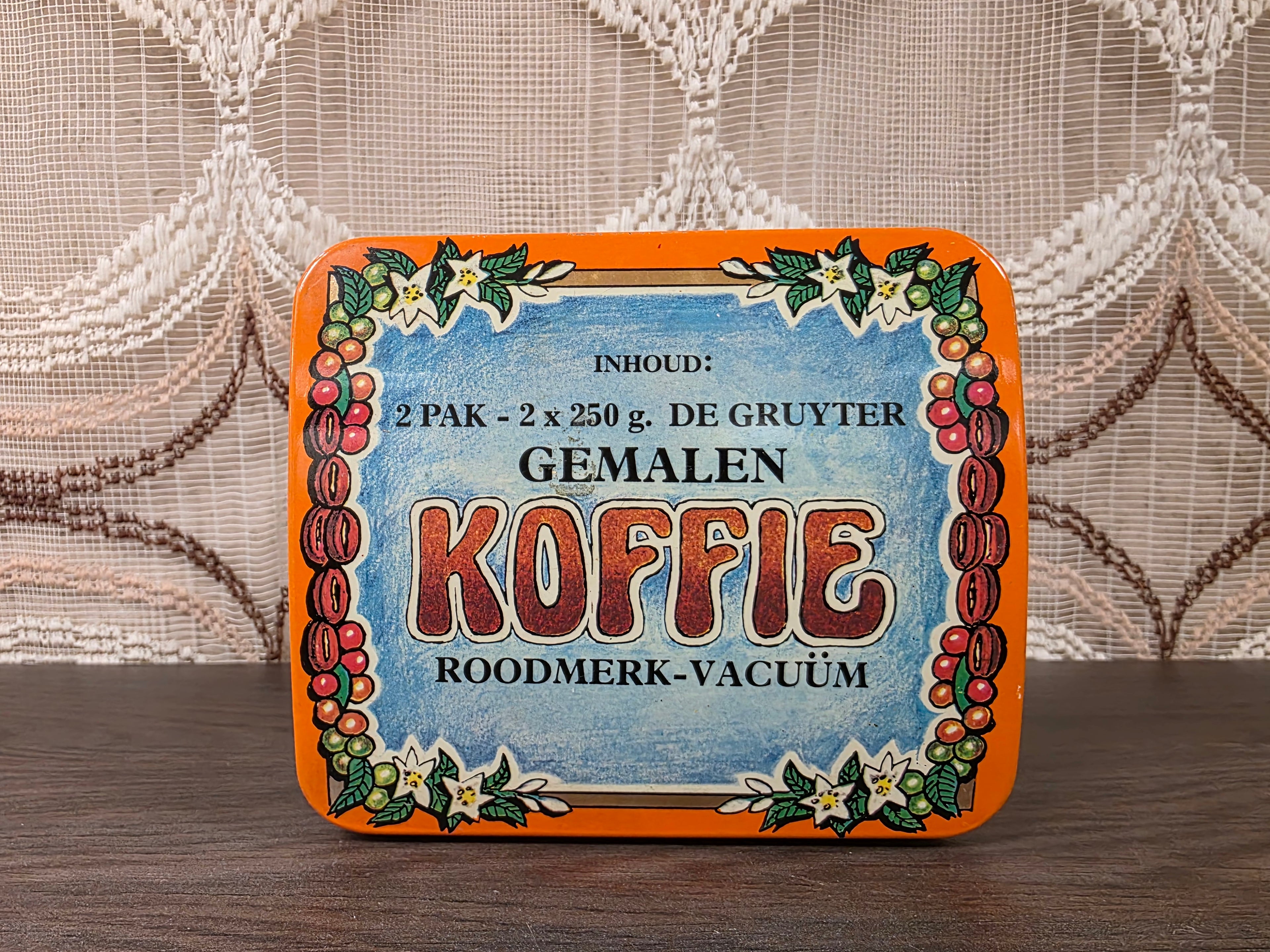 Vintage De Gruyter koffieblik oranje