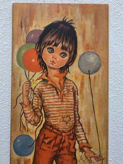 Idylle Falconi prent op hout – jongen met ballonnen