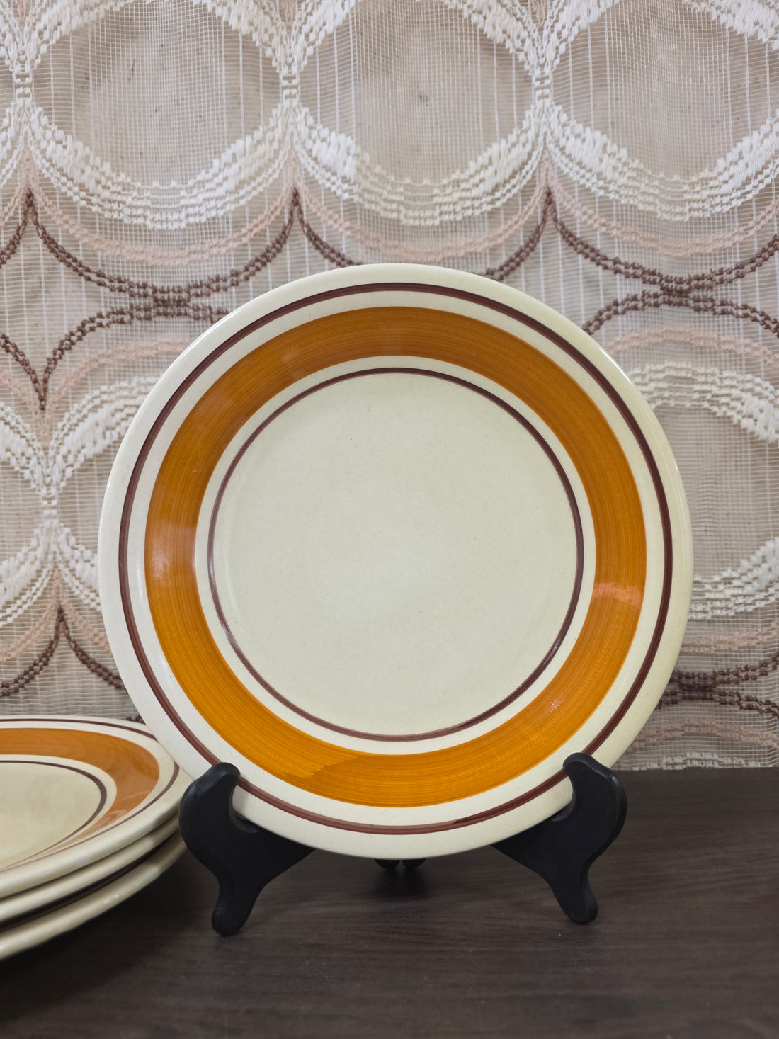 Set van 4 vintage dinerborden bruintinten