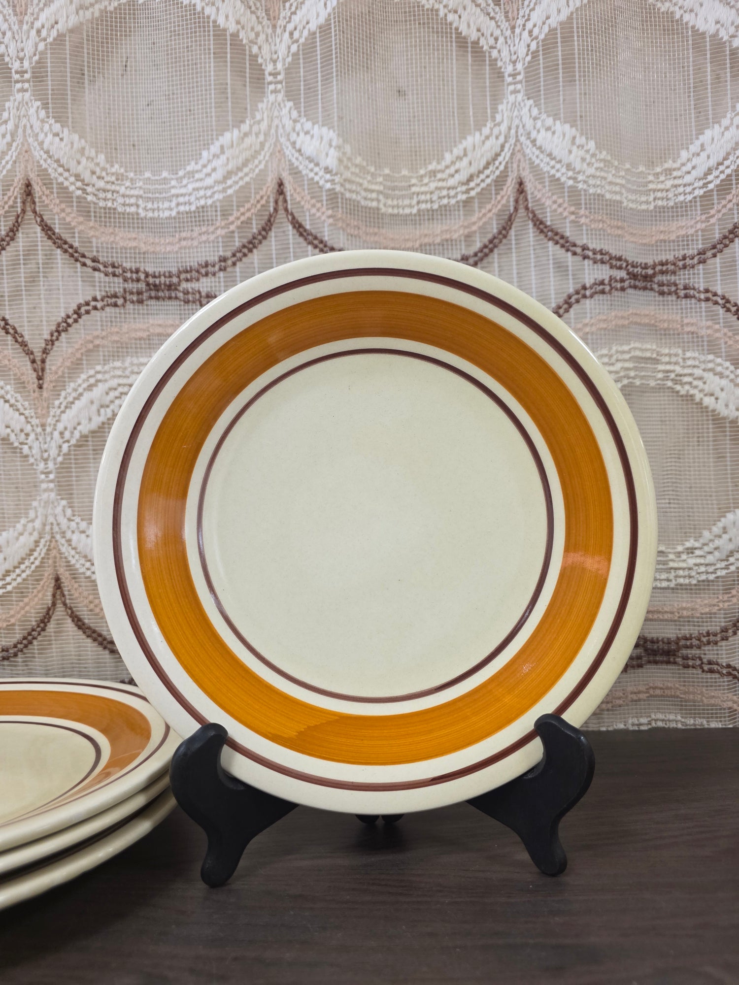 Set van 4 vintage dinerborden bruintinten