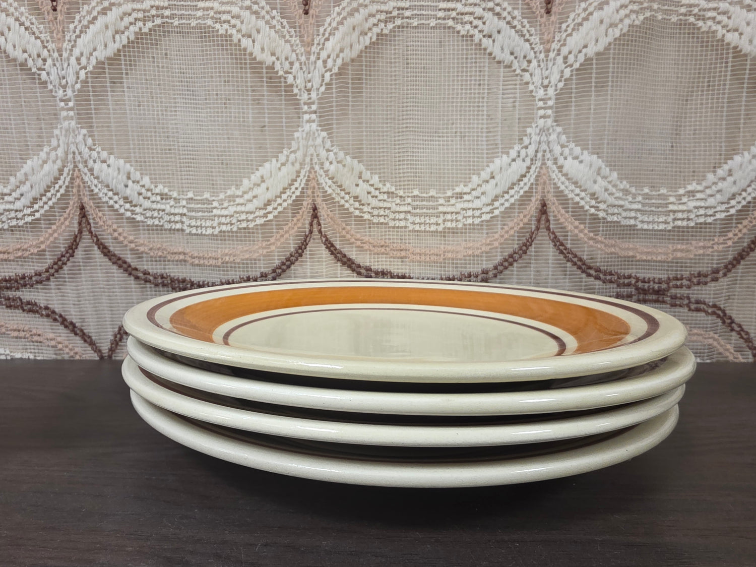 Set van 4 vintage dinerborden bruintinten