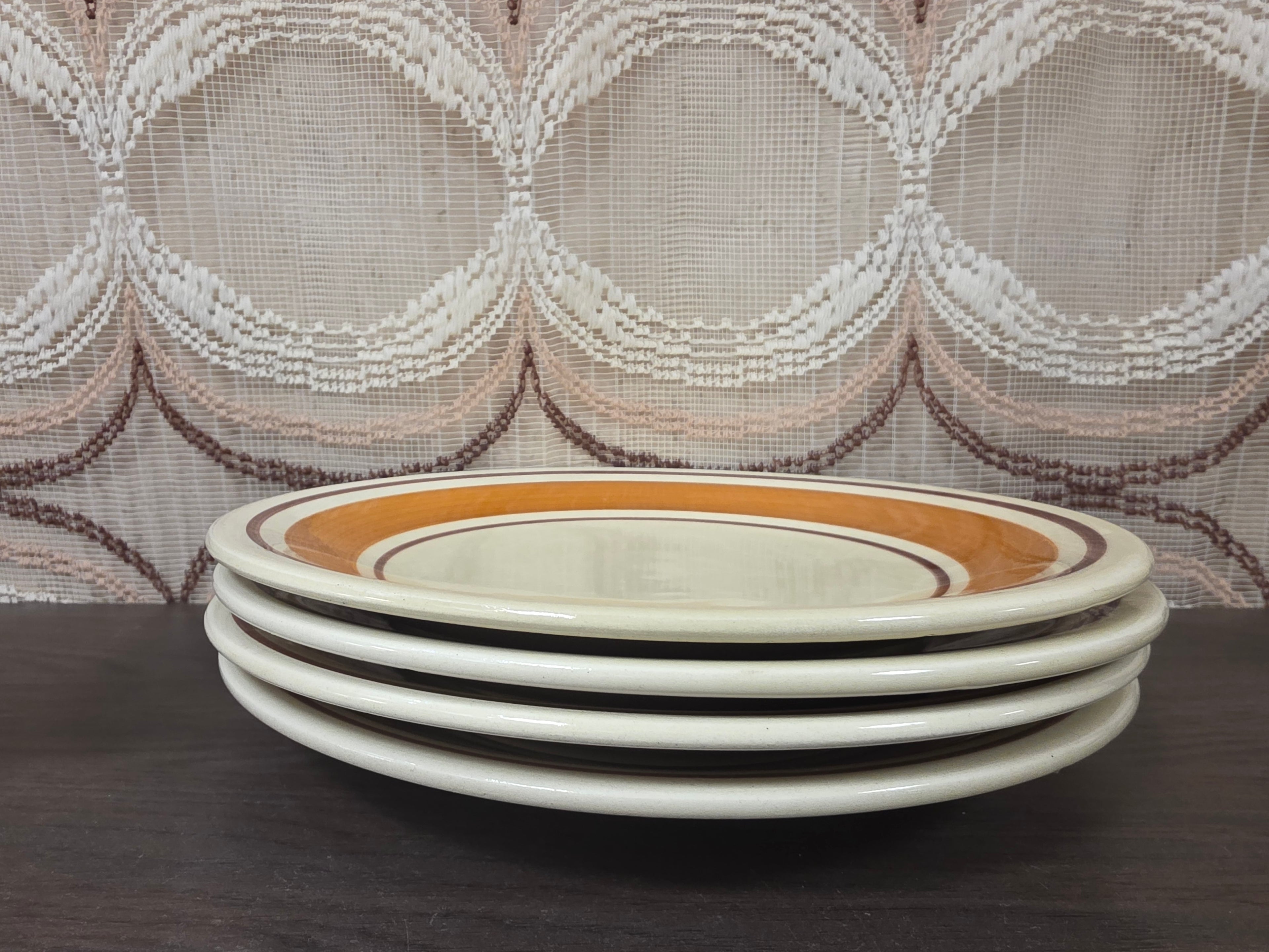 Set van 4 vintage dinerborden bruintinten