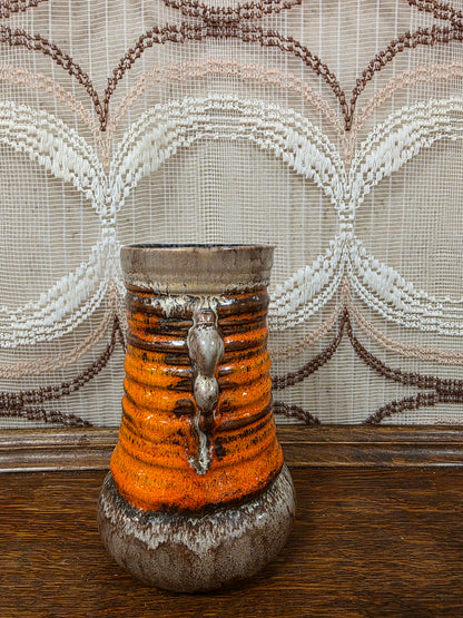 Strehla vaas oranje bruin keramiek 15 cm
