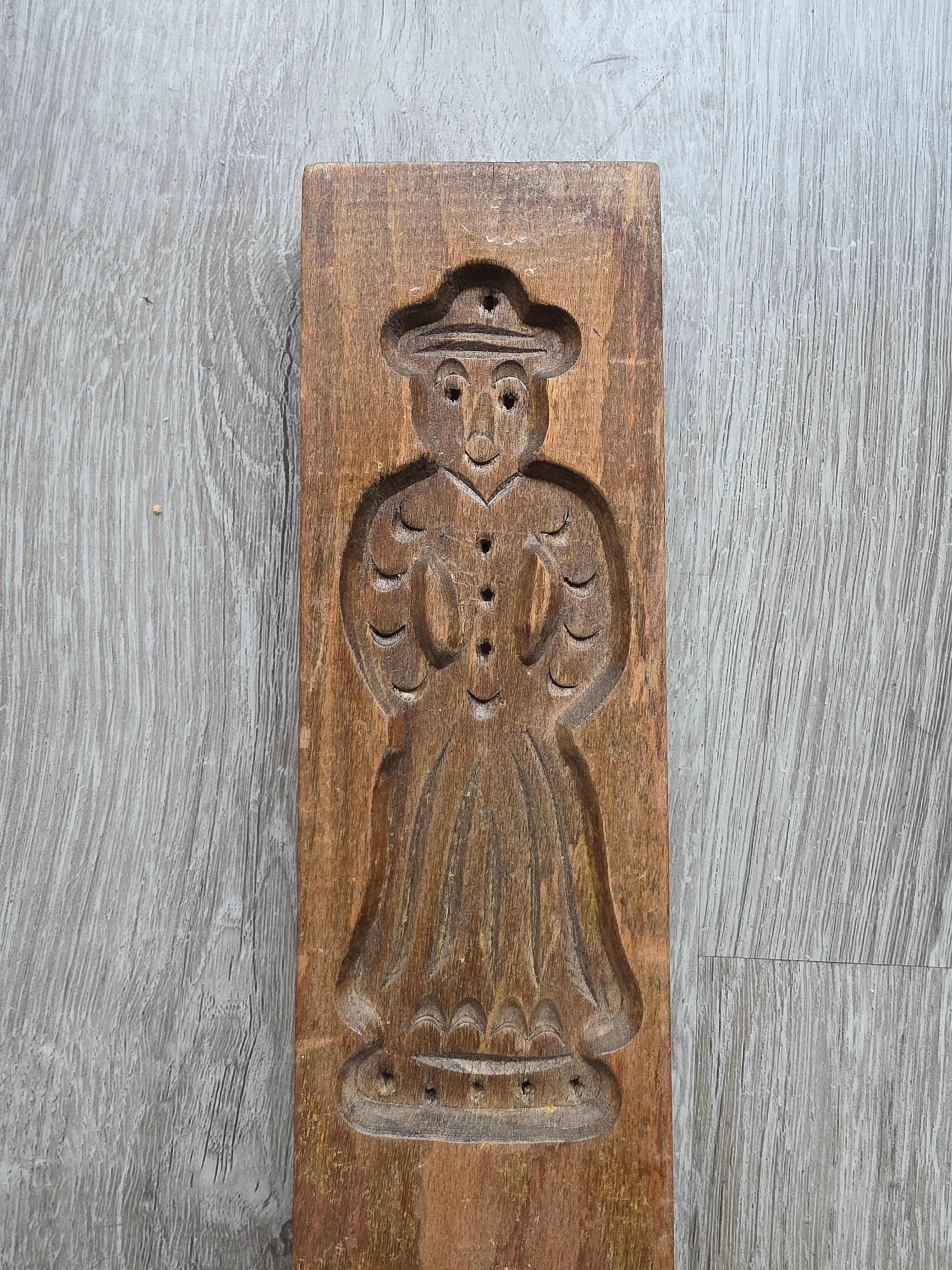 Vintage houten speculaasplank man en vrouw
