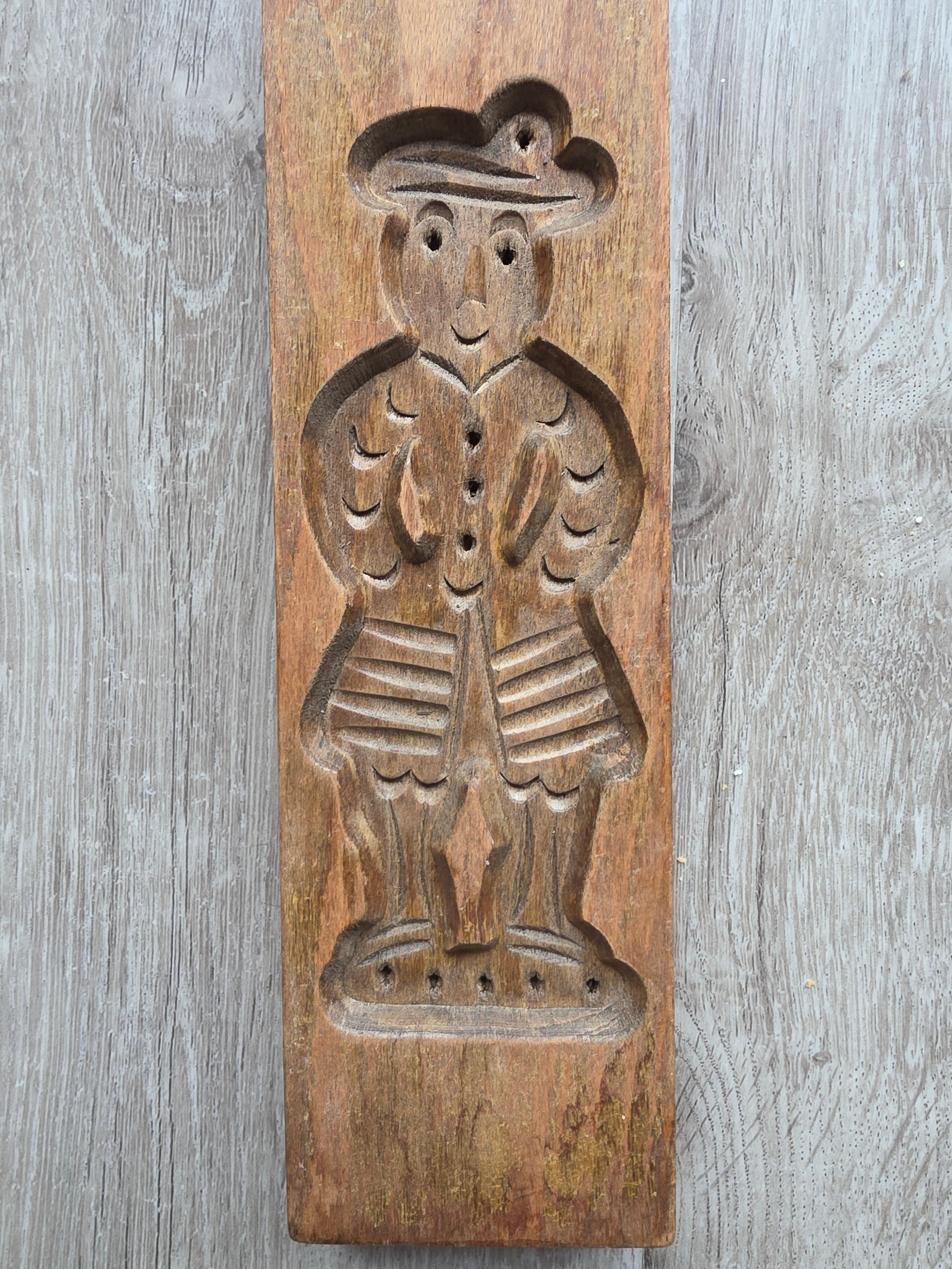 Vintage houten speculaasplank man en vrouw