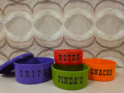 Kleurrijke snackbakjes set van 4