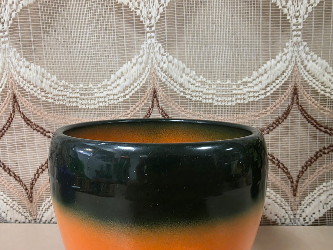 Oranje groene vintage bloempot