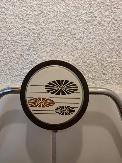 Vintage handdoekring chroom bruin met jaren 70
