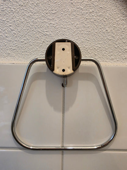 Vintage handdoekring chroom bruin met jaren 70