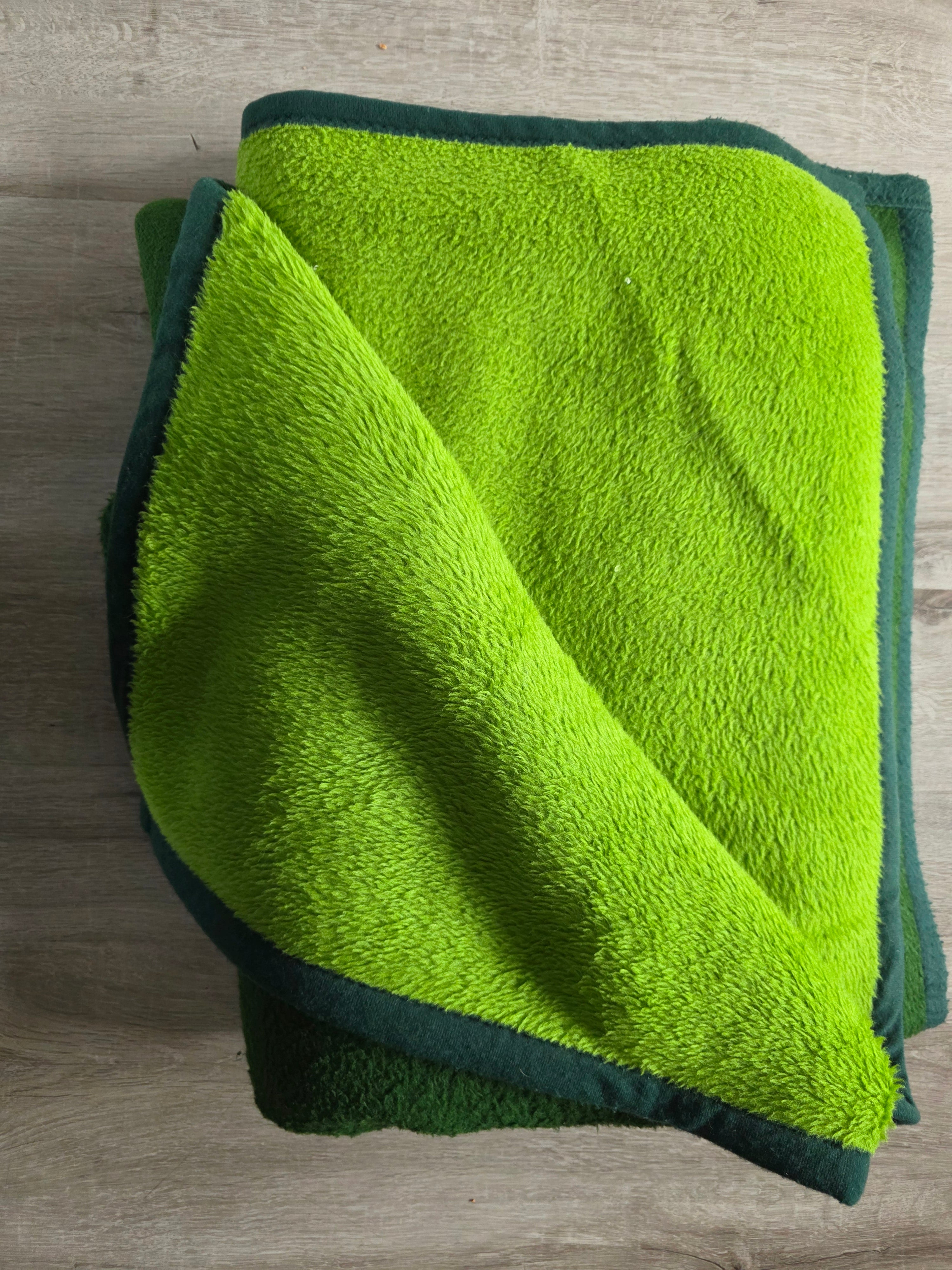 Groene dralon vintage deken dubbelzijdig