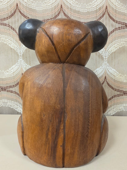 Grote massief houten beer 30 cm