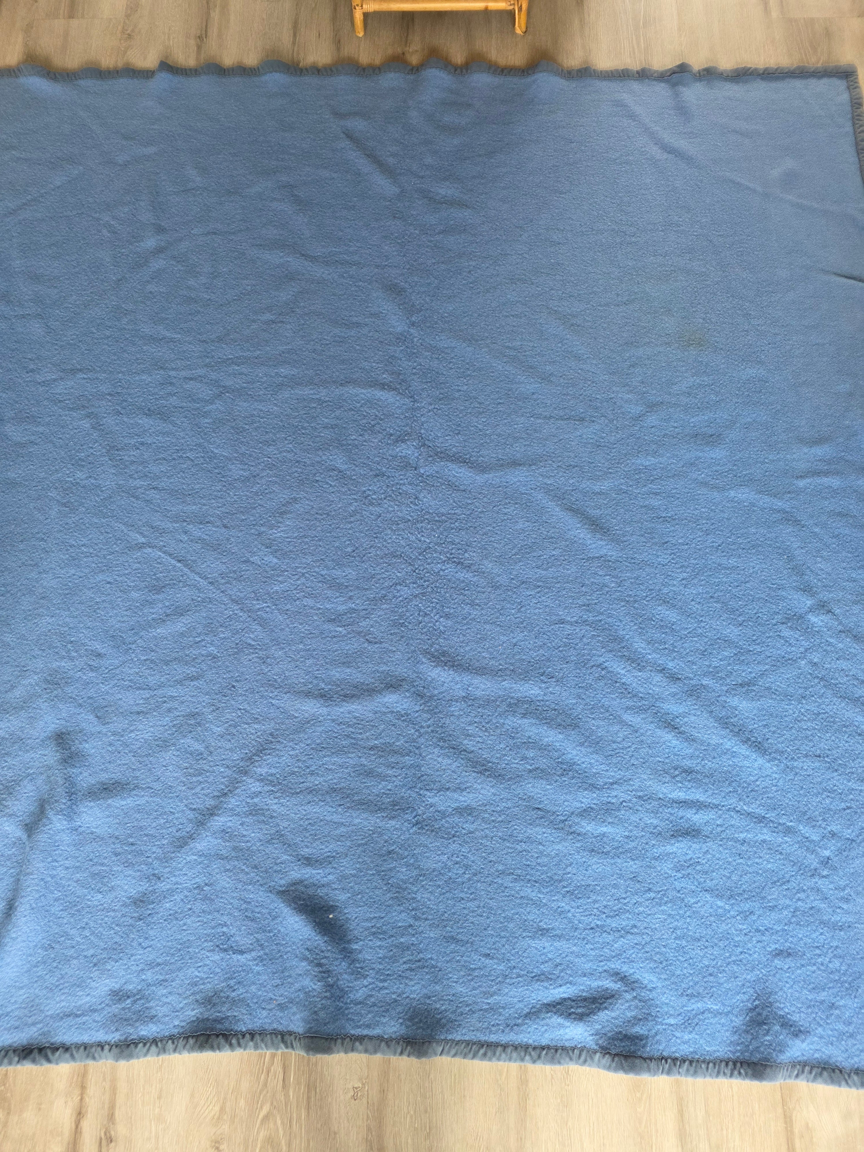 Vintage Woolmark wollen deken blauw Made in France