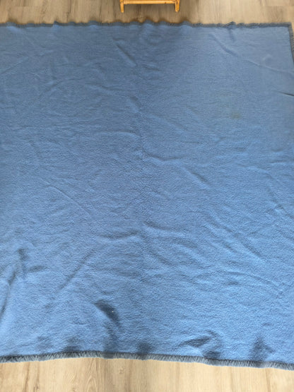 Vintage Woolmark wollen deken blauw Made in France