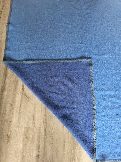 Vintage Woolmark wollen deken blauw Made in France
