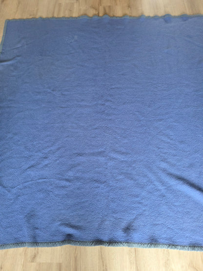 Vintage Woolmark wollen deken blauw Made in France
