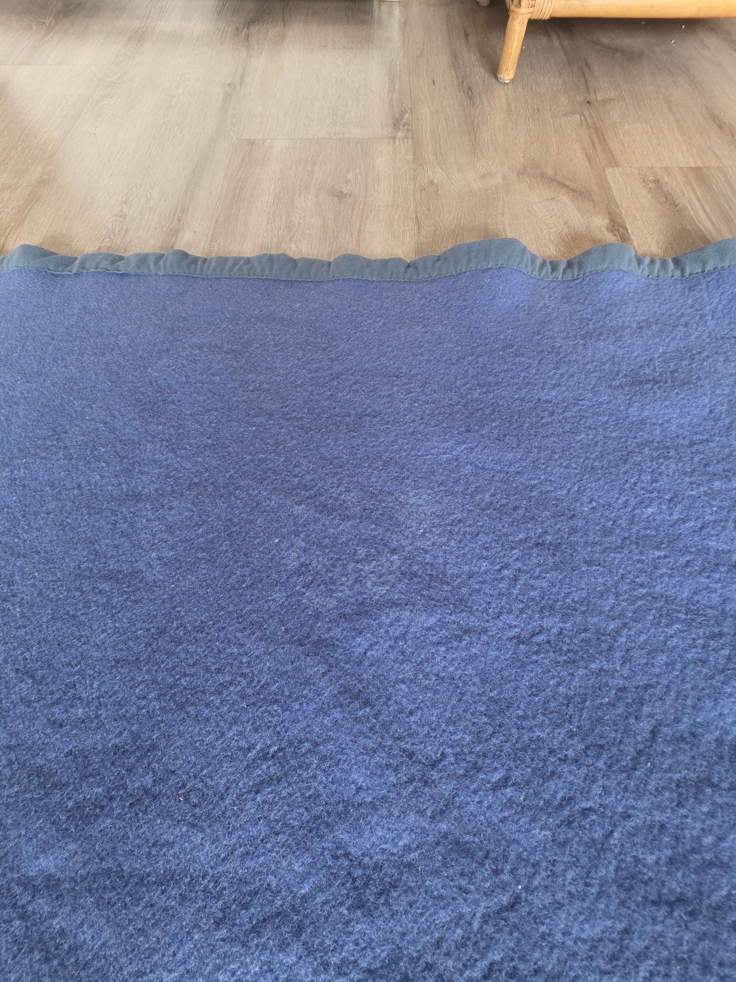 Vintage Woolmark wollen deken blauw Made in France