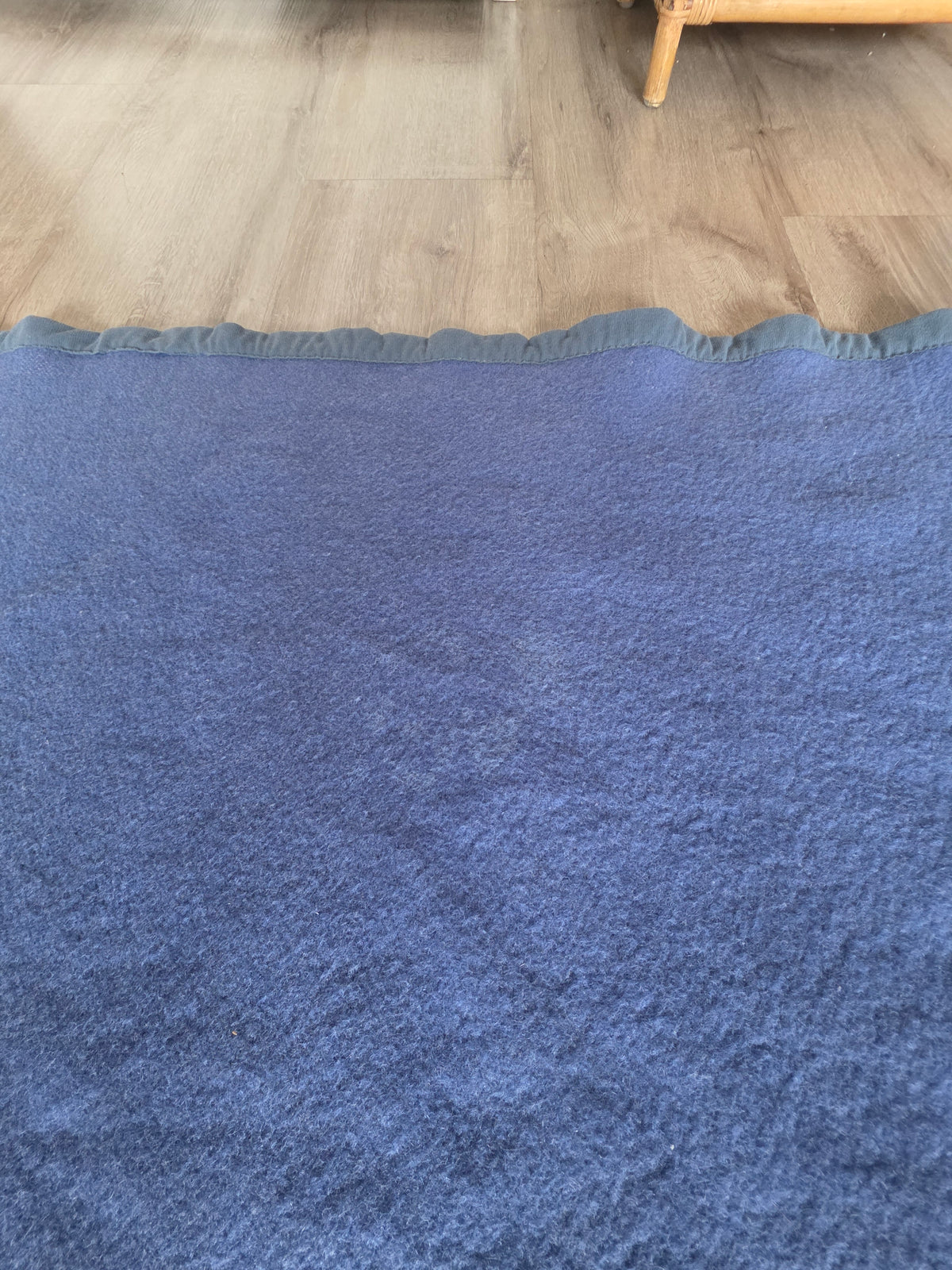 Vintage Woolmark wollen deken blauw Made in France