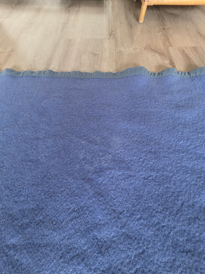 Vintage Woolmark wollen deken blauw Made in France